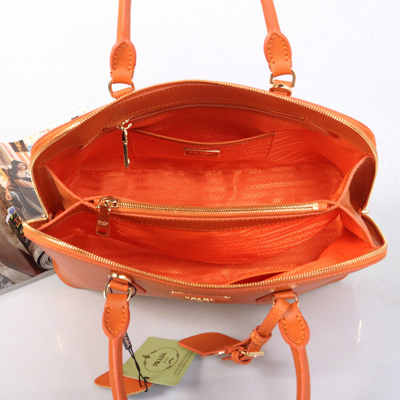 2014 Prada Saffiano Leather Two Handle Bag BL0816 orange for sale